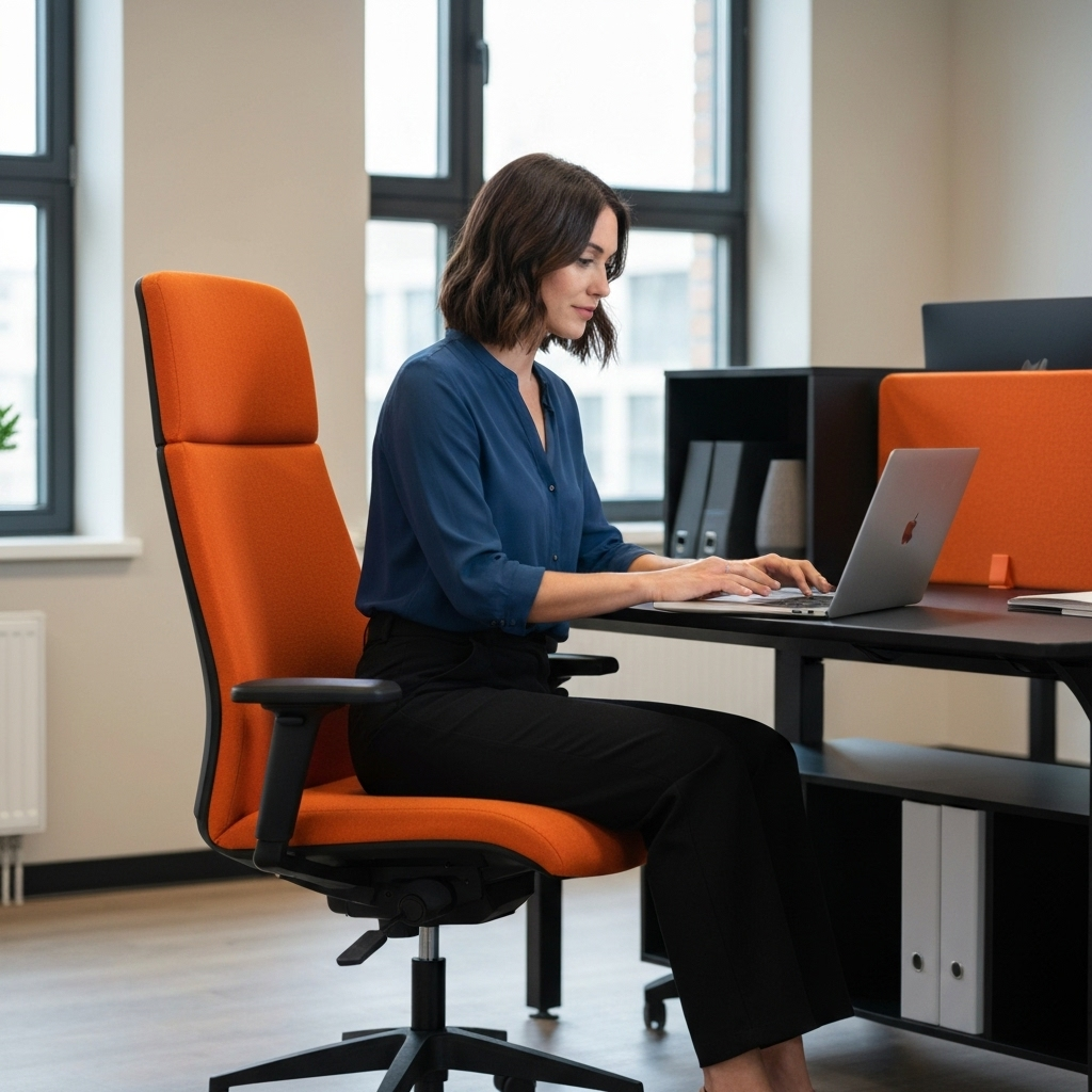 Woman with laptop in modern office